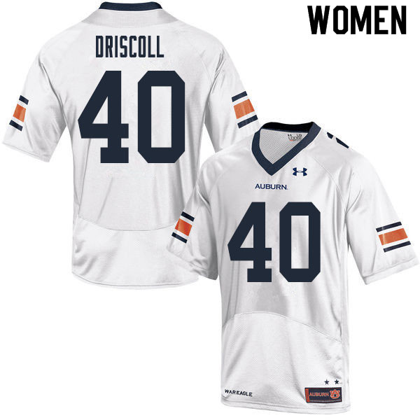 Women #40 Flynn Driscoll Auburn Tigers College Football Jerseys Sale-White